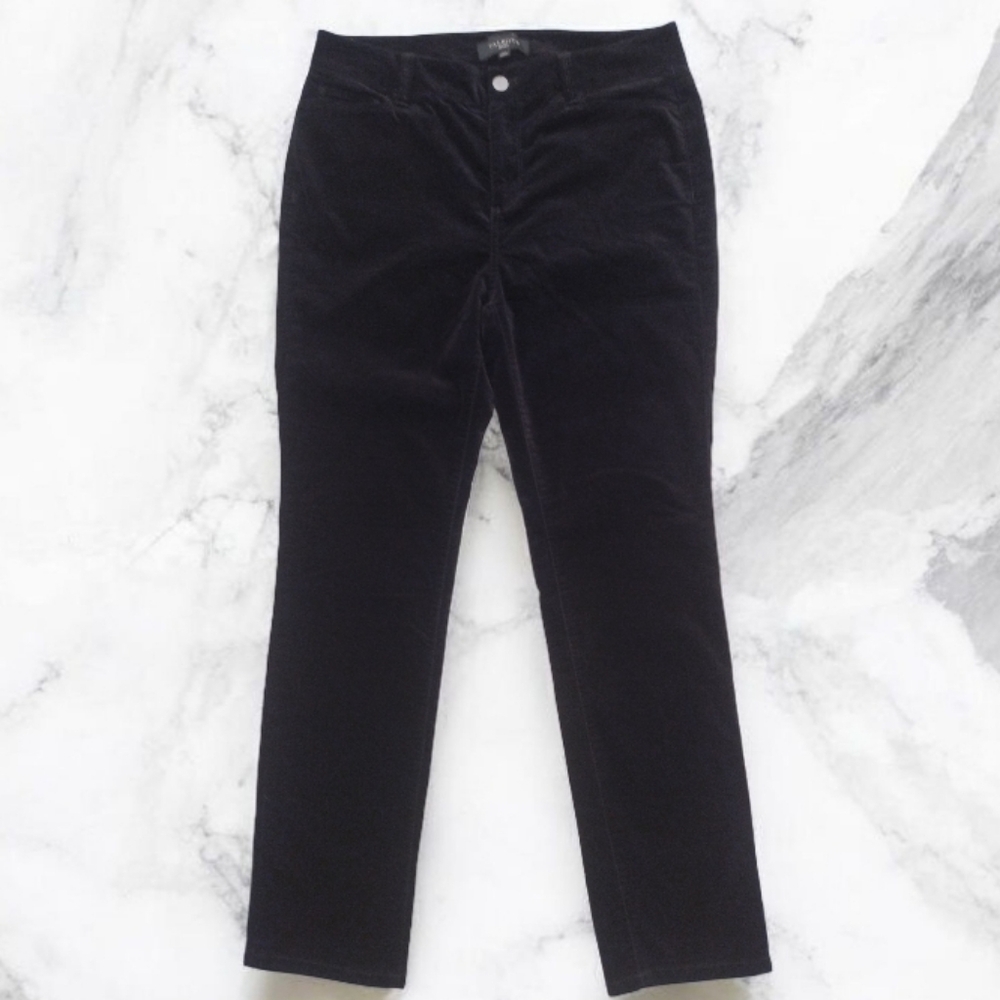 Talbots Heritage Petites Pants 10P Black Velvet Straight Leg Soft EUC